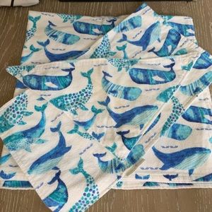 Ultra soft Whale Print bib, burp cloth and swaddle
